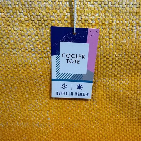 Yellow Ombré Zipper Top Insulated Cooler Tote Large Shoulder Bag Lunch Groceries - Picture 4 of 7